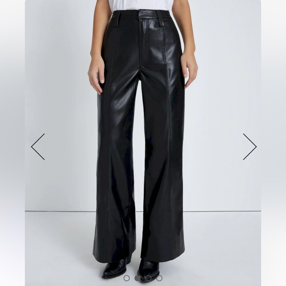 7 For All Mankind FAUX LEATHER EASY TROUSER IN BLACK